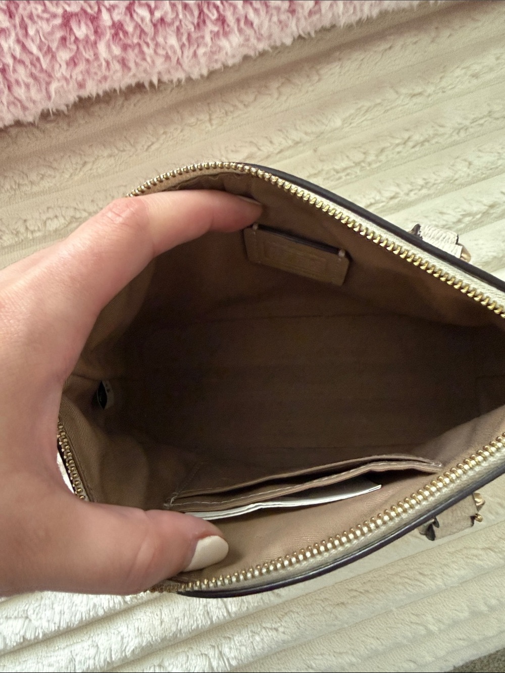 Coach Cream Pebbled Leather Mini Satchel with Gold Hardware - Picture 6 of 8